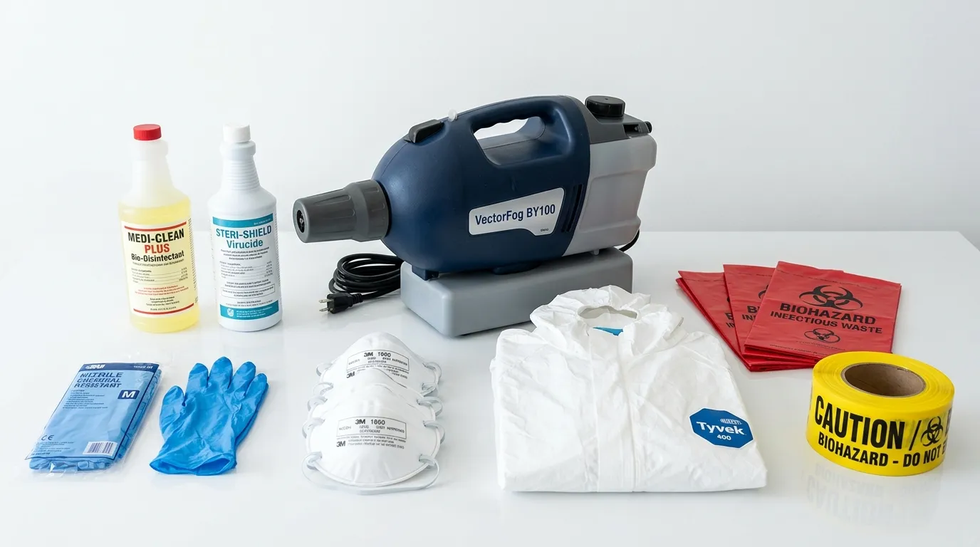 Professional biohazard remediation crew working in Clewiston